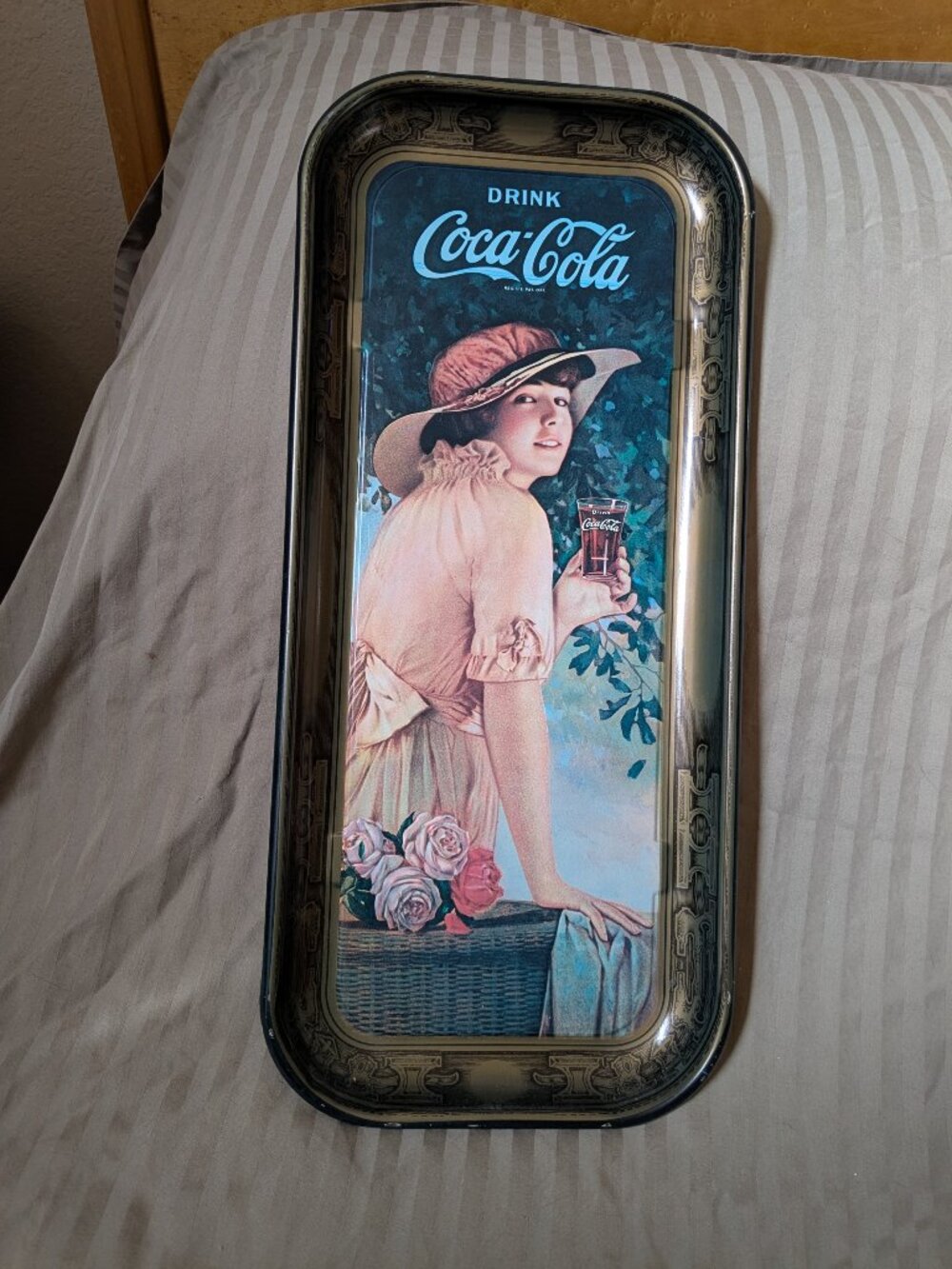 Coca Cola Tray Elaine Vintage Girl With Flower Basket 1972